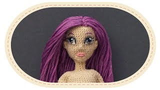 картинка: Кукла крючком Виолетта , часть 6 (Лицо). Crochet doll Violetta, part 6 (Face)