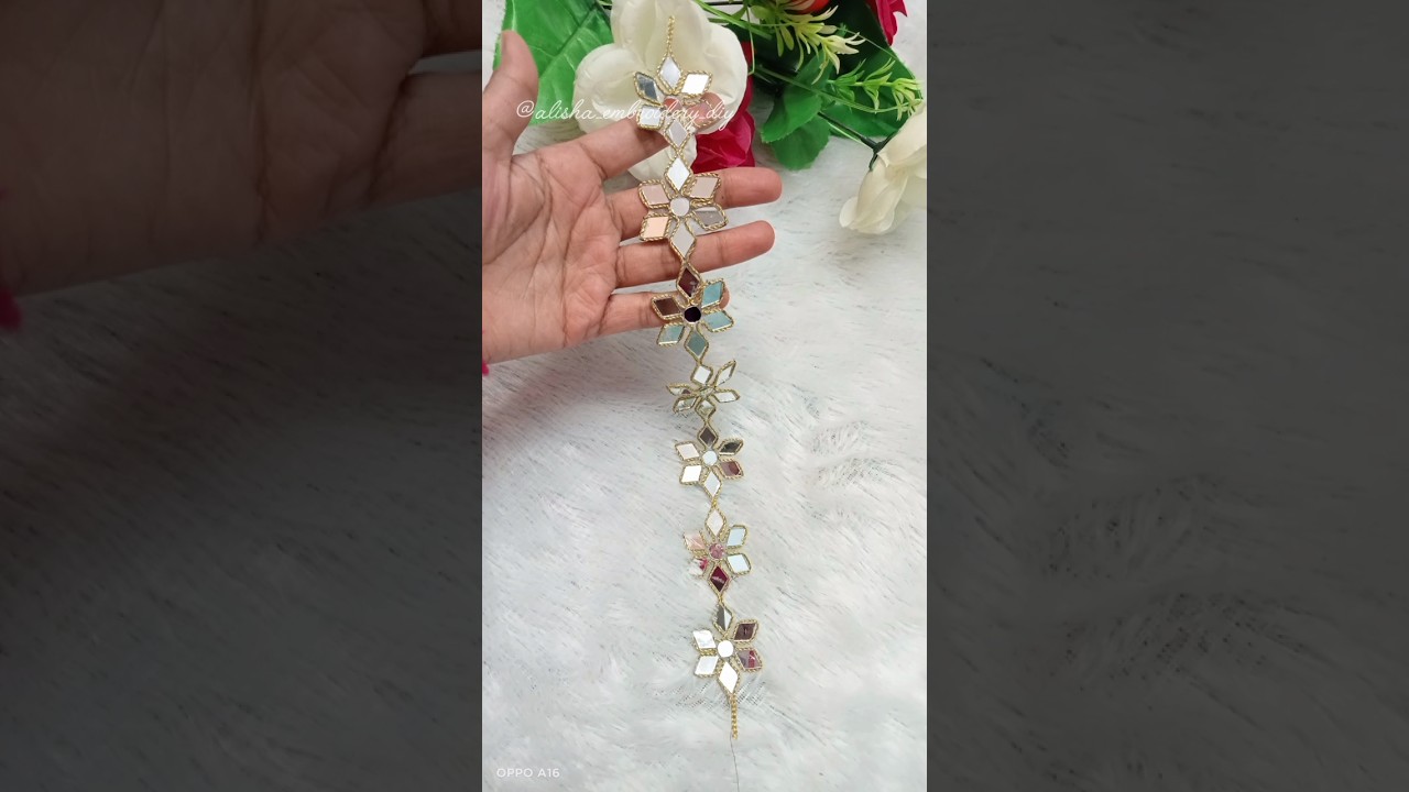 Diy mirror lace making #mirrorlace #mirrorembroidery#mirrorwork #diymirrorlace #designerlace