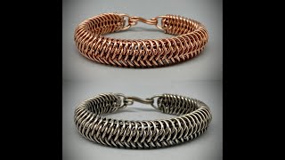 Triple Corkscrew Copper Wire Bracelet made with the Flatwearable Wire Weaver