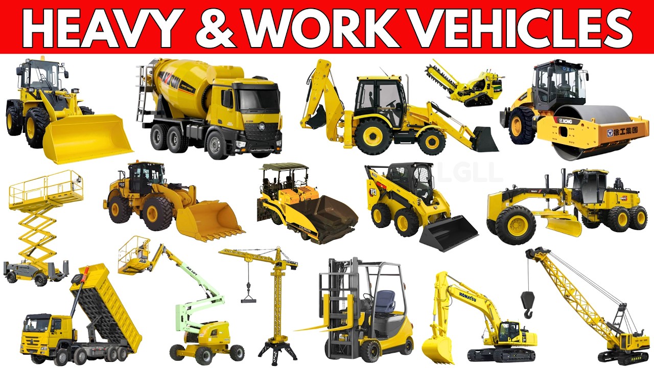 Heavy Work Vehicles for Kids 🚜 | Bulldozer, Excavator & Dump Truck | Construction Vehicles Learning