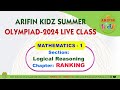 Maths1 logical reasoningranking class by arifinkidz