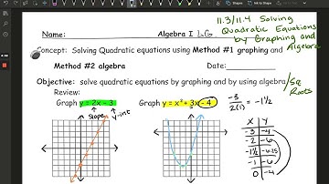 11.3/11.4 Solving Quadratic Equations by Graphing and Algebra Square Roots