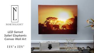 11.75” x 15.75” LED Sunset Safari Elephants Canvas Wall Art | Northlight NJ14829 | Northlight