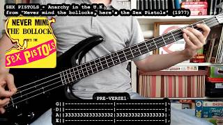 SEX PISTOLS - Anarchy in the U.K. (bass cover w/ Tabs) [full HD] Resimi