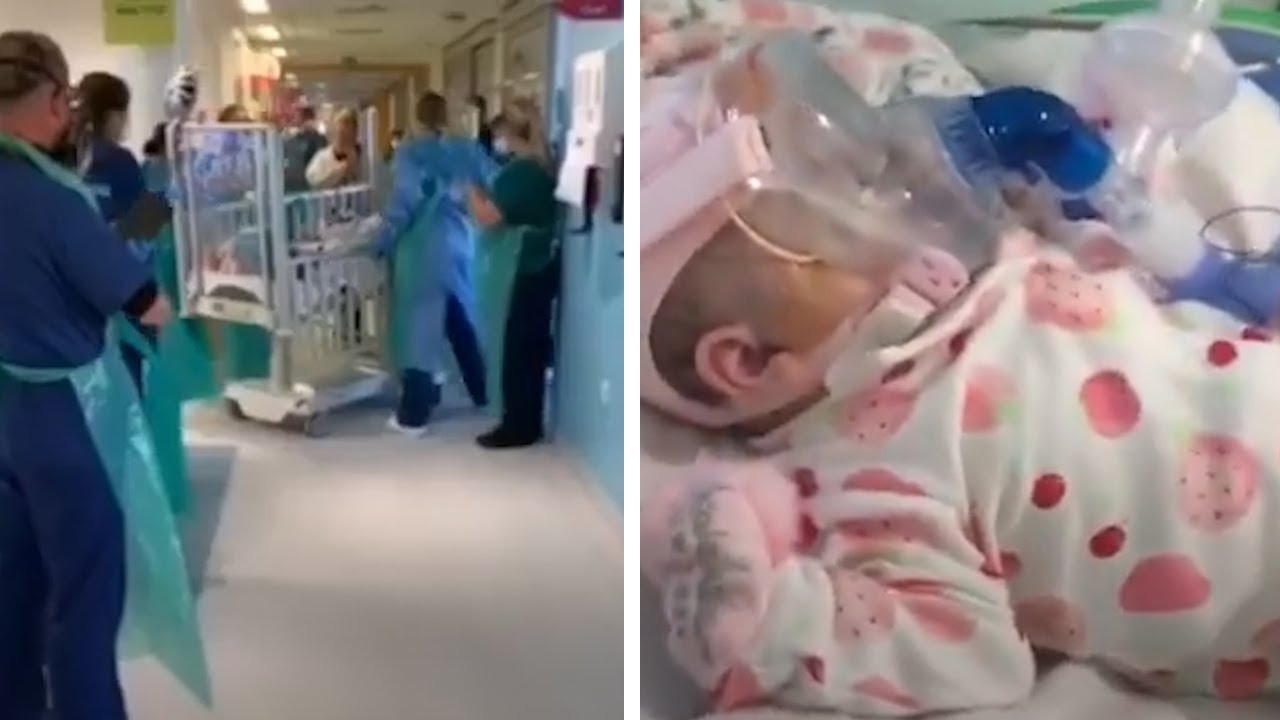 Baby given guard of honour by NHS staff after recovering from coronavirus