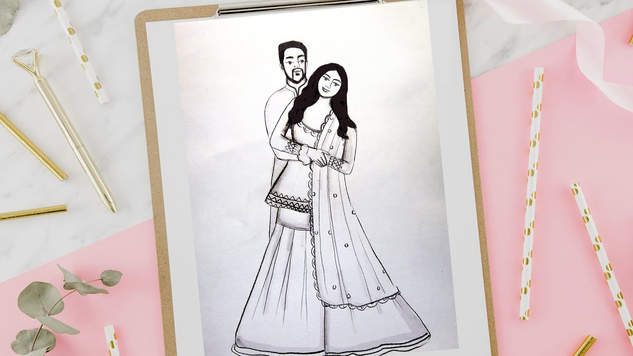 How to Draw Traditional Romantic Couple Very Easy