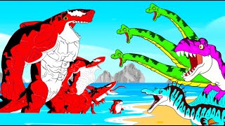 TEAM RED SHARKZILLA vs TEAM DINOSAUR EVOLUTION T-REX: Monsters Ranked From Weakest To Strongest