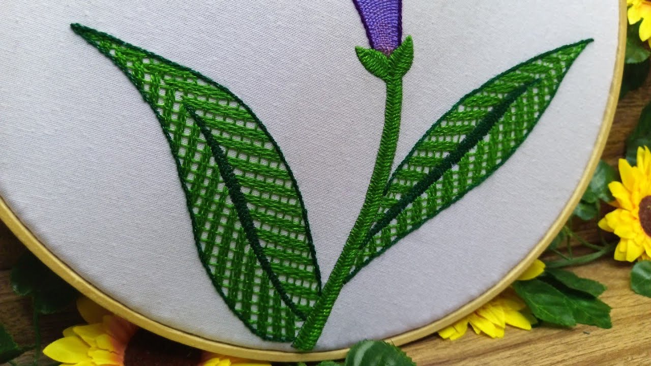 Cómo bordar hojas largas 🍃🌱/tutorial paso a paso!!!!