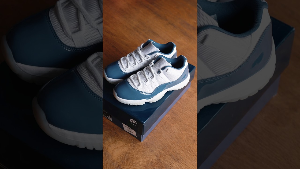 AIR JORDAN 11 RETRO LOW ‘WHITE/MIDNIGHT NAVY-DIFFUSED BLUE’ 