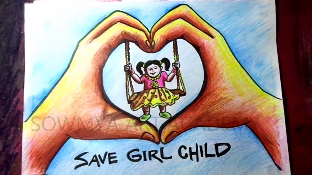 How to Draw save girl child poster Poster Drawing / International ...