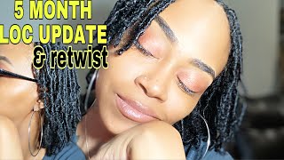 5 MONTH LOC UPDATE & HOW I RETWIST MY OWN LOCS | LOC JOURNEY