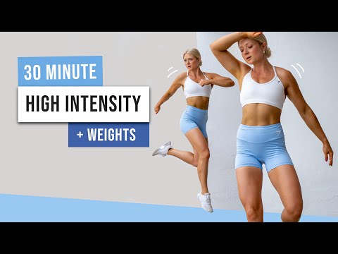 30 MIN FULL BODY HIIT + STRENGTH Workout - With Weights - Get Strong, Burn Fat, No Repeat