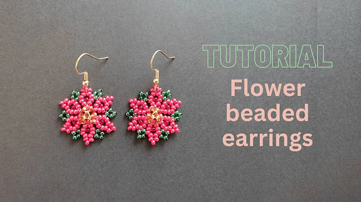 Poinsettia beaded earrings, beading tutorial, red flower earrings