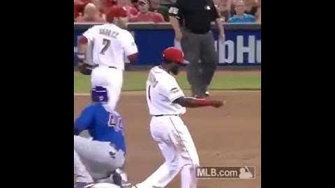 Brandon Phillips behind the back throw amazing baseball play 2015