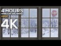 [ASMR] 4K HDR 4 hours - Snowing Outside Window Ambience