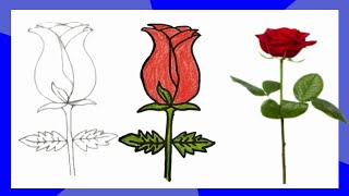 Rose Drawing Easy || How to Draw a Rose Flower Step by Step For Beginners|Rose Flower Drawing