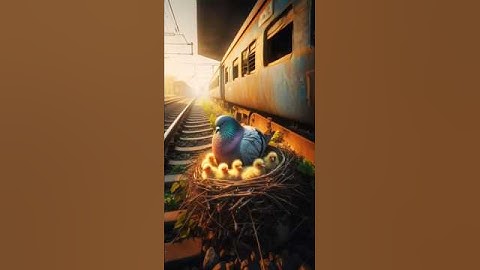 The story of a pigeon making a nest on the train and laying lots of eggs 😭 #ai​ #pigeon​ #shorts​