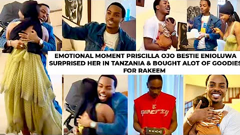 Priscilla ojo surprised by her bestie Enioluwa in Tanzania as he visits baby Rakeem