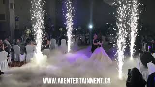 Cloud effect and cold sparks for wedding first dance - www.arentertainment.ca