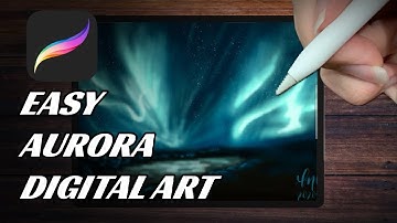 EASY DIGITAL ART FOR BEGINNERS | Northern Lights Time-lapse | Procreate on iPad Pro