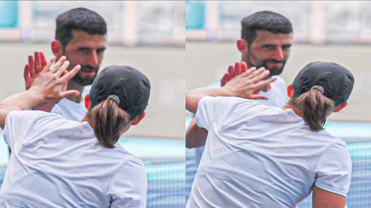 Novak Djokovic Meets Iga Swiatek after His Practice - Miami 2025