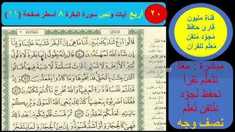 (20) نص وجه صفحة 11سورة البقرة. مبادرة مليون قارئ حافظ مجود معلم للقرآن
