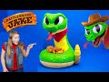 Assistant and waggles play rattlesnake jake game for surprise prizes