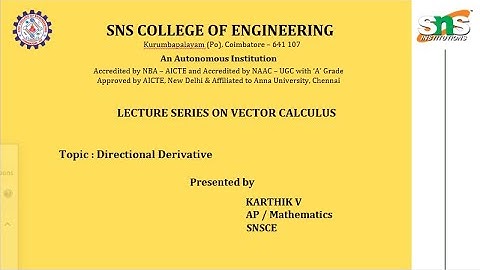 Vector Calculus Lecture Series 4 | Karthik V | SNS Institutions