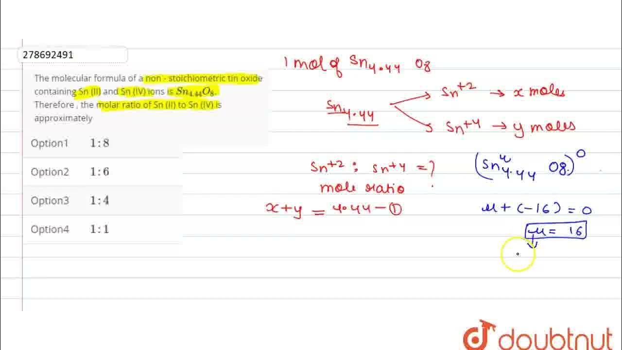The molecular formula of a non stoichiometric tin oxide containing Sn