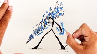 How to Draw a Fire Power Stickman 🔥⚡ Easy Drawing Tutorial