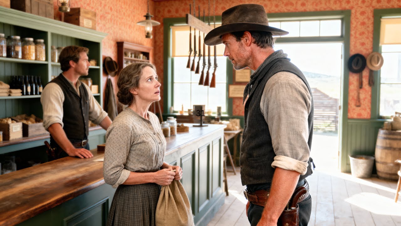 Cowboy Saw the Widow Denied at the Store, Whispered “Ride With Me, I’ll Fill Your Table Tonight”