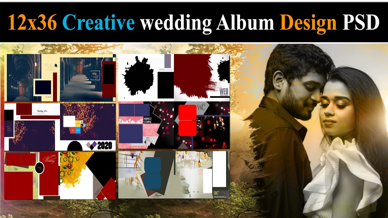 12x36 Creative wedding album design psd Download (PN75B