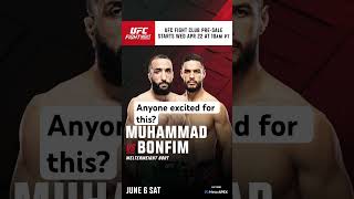 UFC Fight Night Saturday June 6th. Muhammad vs. Bonfim. Who you got? #ufc #mma #sports #fightnight