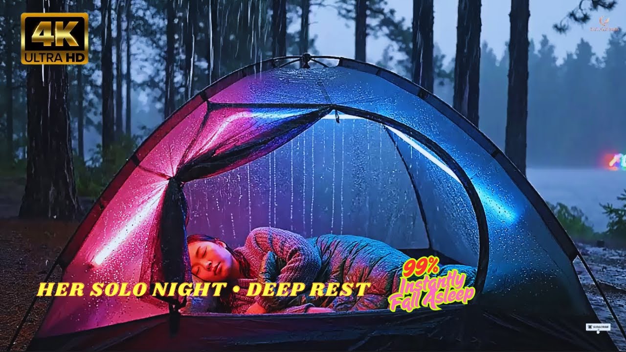 Она отдыхает одна у озера 🌧️🎹 Дождь всю ночь и фортепиано для глубокого сна