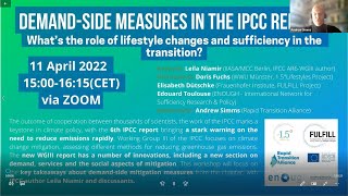 Demand-side measures in IPCC report: The role of lifestyle changes and sufficiency in the transition