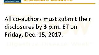 DDW 2018 Co-Author Disclosure Tutorial