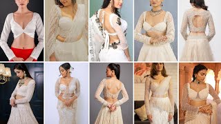 Latest White Full Sleeve Blouse Designs 2025 White Long Sleeve Blouse For Saree White Blouse