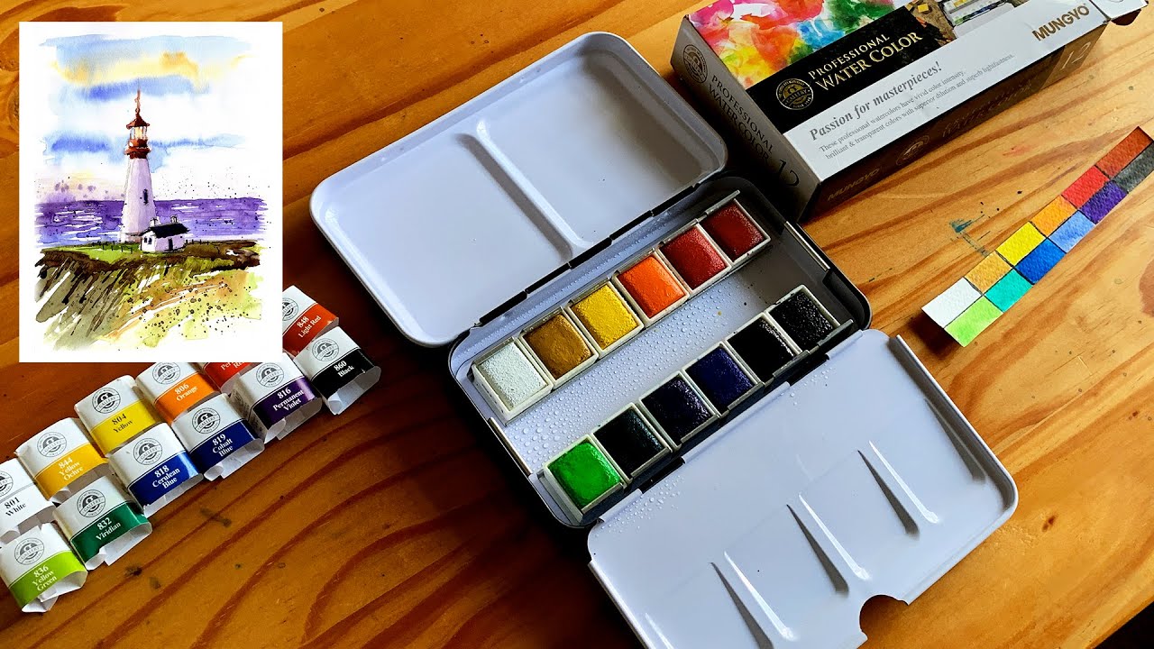 MUNGYO Professional Watercolor Half Pan 24 Colors Half Size Paint