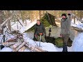 DEEP WINTER BUSHCRAFT-Sleeping in the Snow-Goat Roast-Snowshoe and Sled.