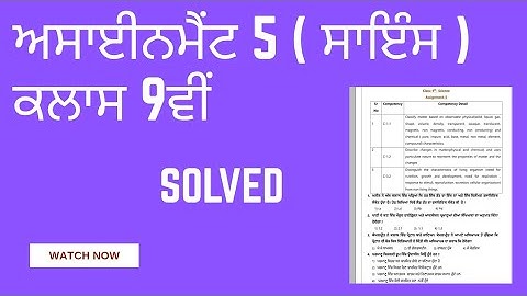Assignment 5  Science class 9th Punjabi medium. Solved MCQ ( CEP Worksheet 5 ).