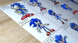 I drew the FULL Evolution of SONIC! (From Past to Present)