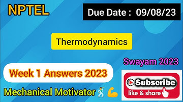 Thermodynamics | Week 1 Quiz | Assignment 1 Solution | NPTEL | SWAYAM 2023