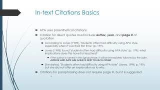 APA Basics In text Citations