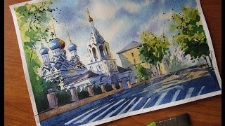 Watercolour Moscow Street Scene