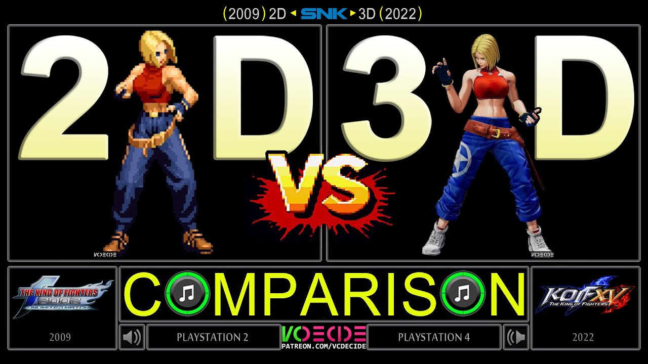 KOF XV] Character Comparison of The King of Fighters XV (2D vs 3D