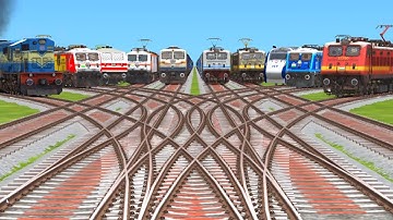 All Realstic Trains Every Day Crossing At Bumpy  💎Forked Lines Railroad Tracks | train simulator