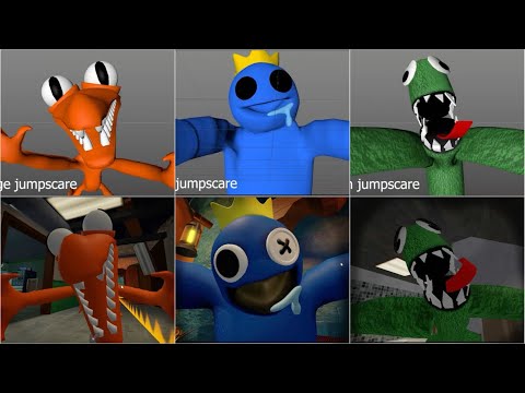 Rainbow Friends Roblox - ALL Jumpscares All Monsters [Blue, Green