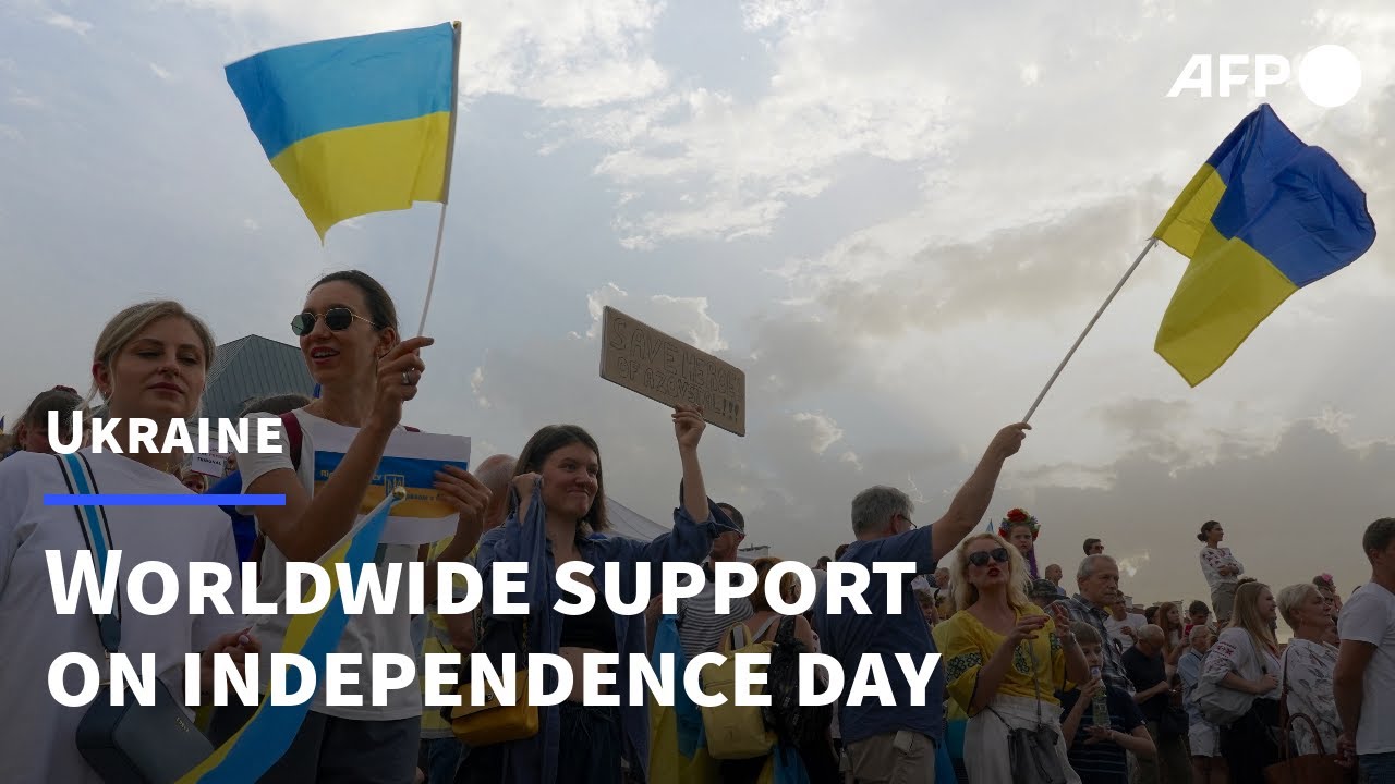 Protests around the world as Ukraine marks independence day amid war | AFP