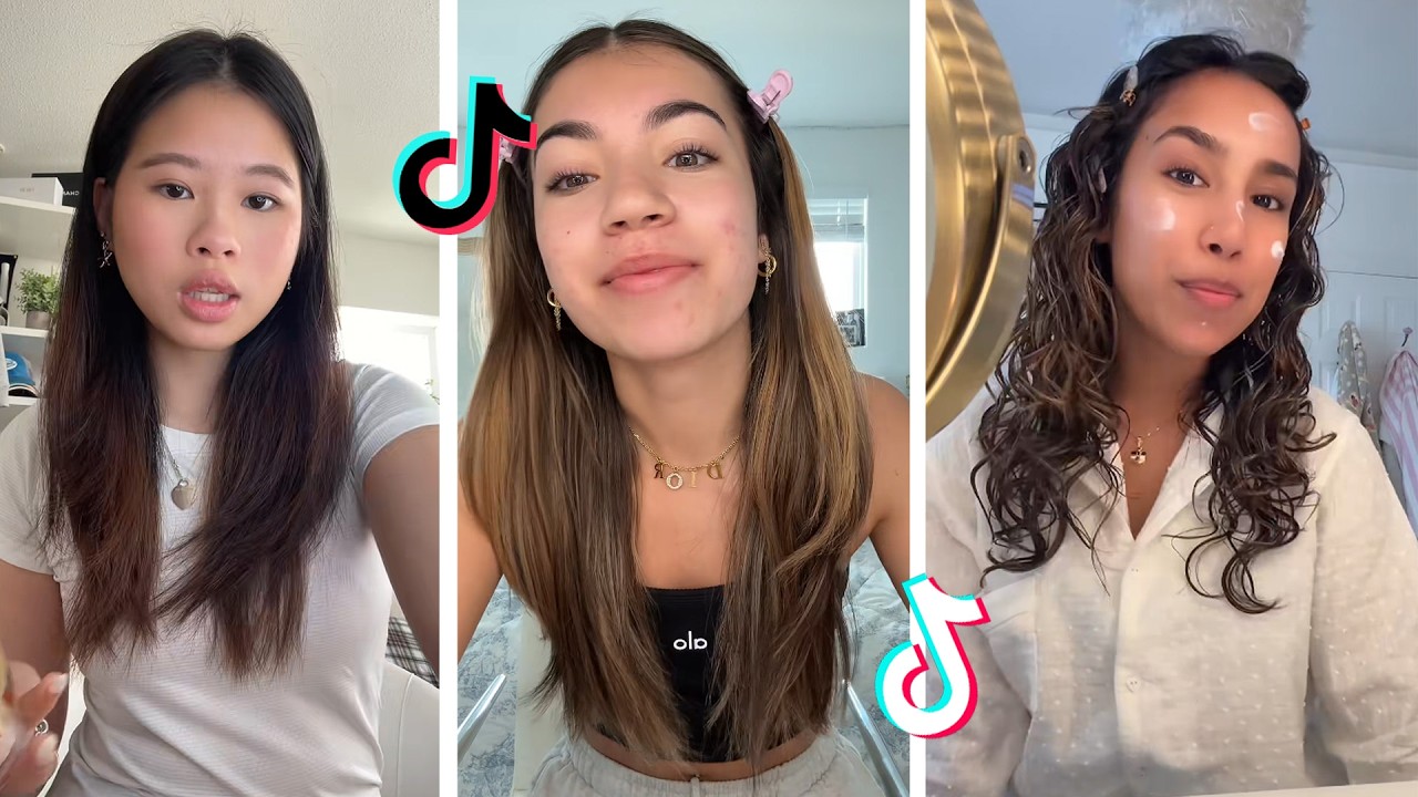 GRWM TikTok Makeup Compilation - Skincare, Makeup & Outfits 1896