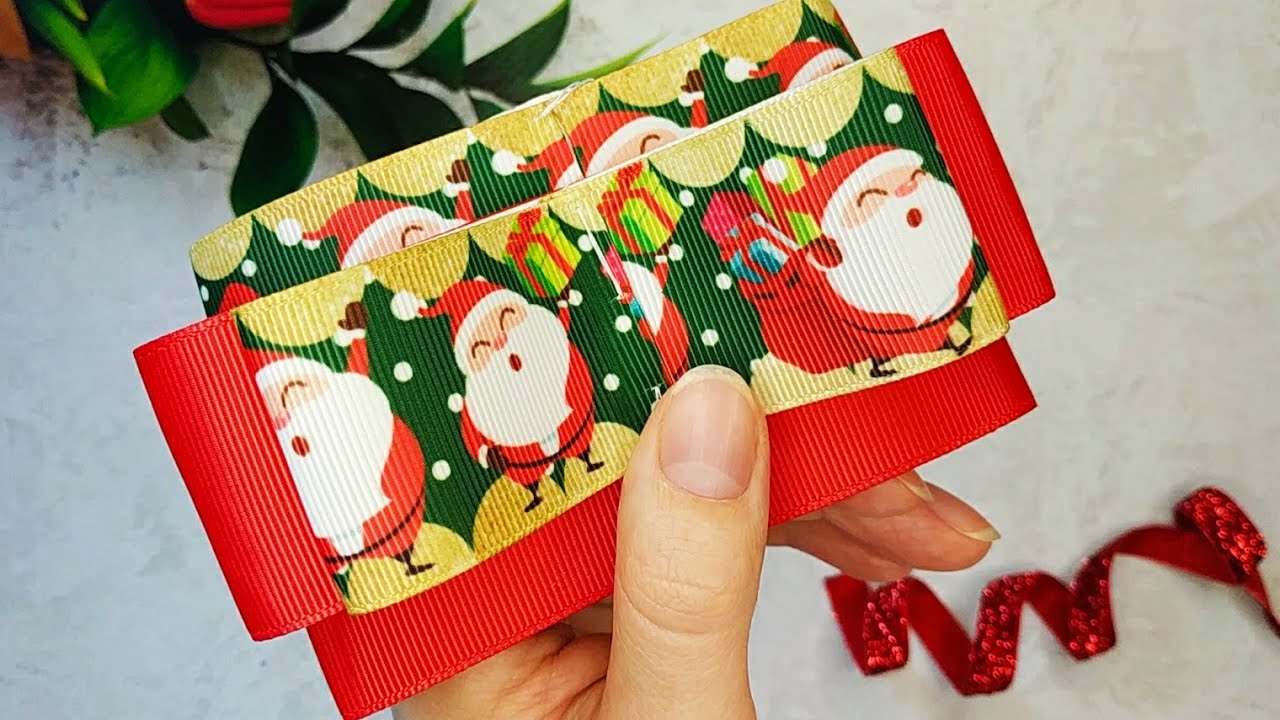 How to make Christmas Bows for Hair - Making Hair Bows out of Ribbon